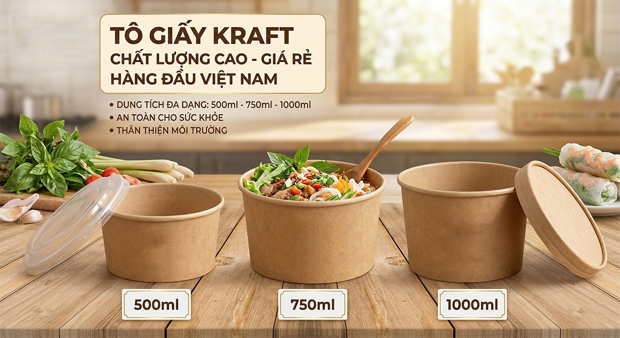 Tô giấy Kraft 500ml 750ml 1000ml tại Đồng Nai chất lượng giá rẻ