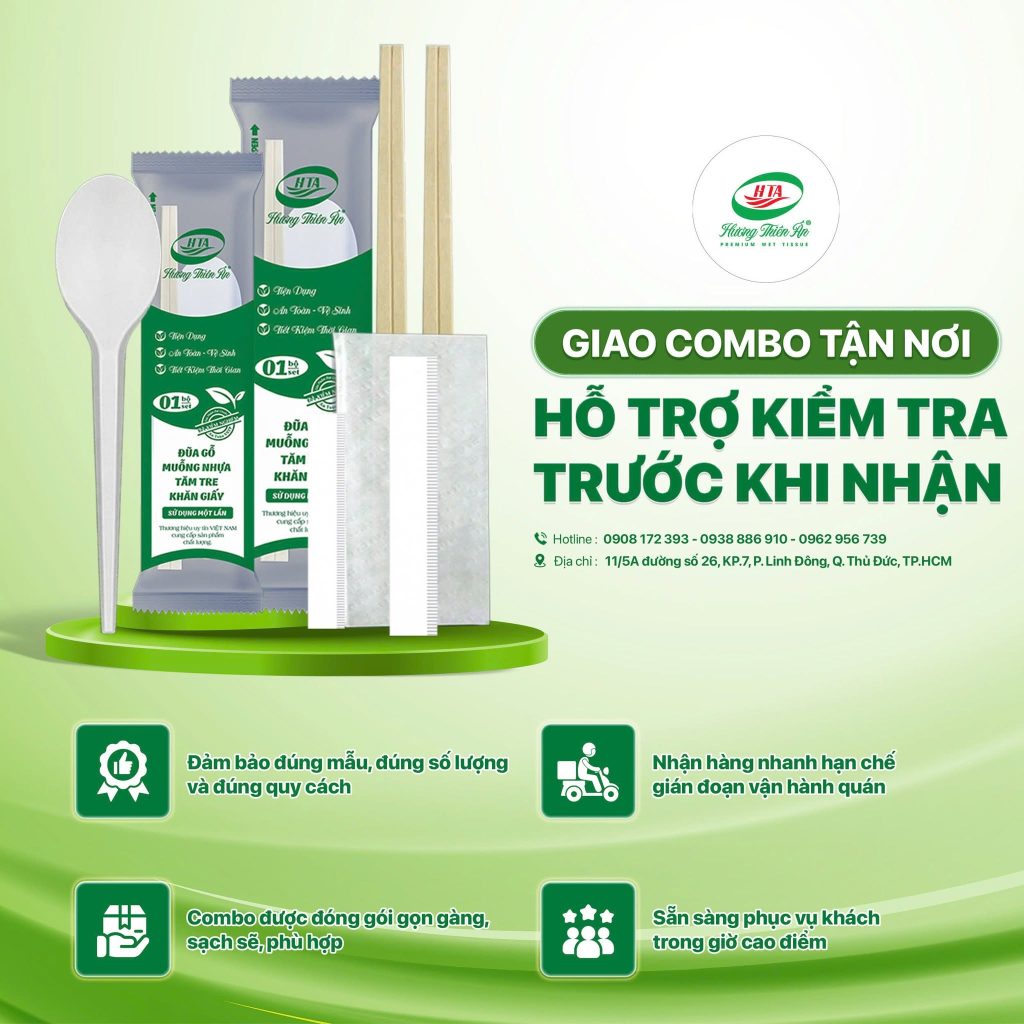Combo đũa muỗng giấy ăn tăm dùng 1 lần