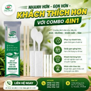 Combo đũa muỗng giấy ăn tăm dùng 1 lần